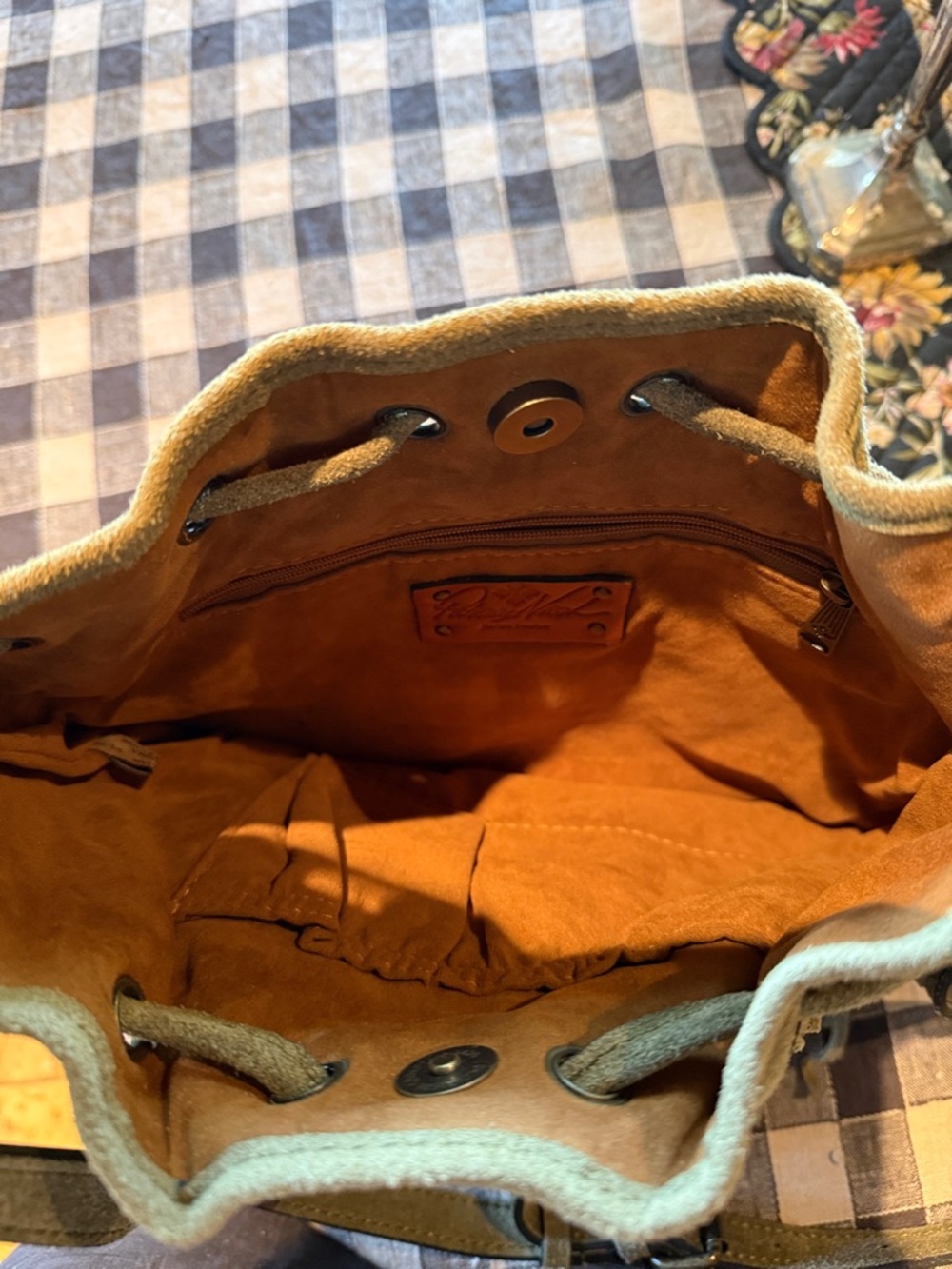 PATRICIA NASH Bronte olive green suede fringe boho crossbody bucket bag NWT - Picture 4 of 5